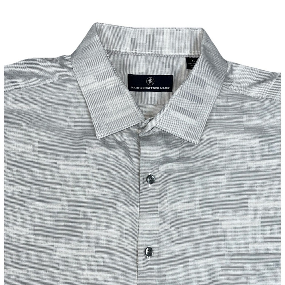 Hart Schaffner Marx Mens Button-Up Abstract Long Sleeve Shirt Gray XL NWOT